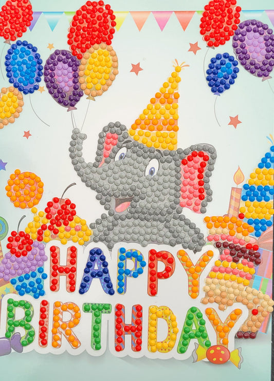 Birthday Card with Elephant and Balloons