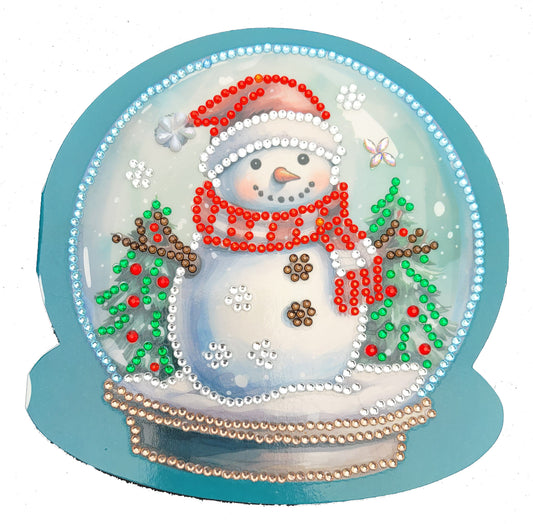 Christmas Card Globe Snowman Red Scarf