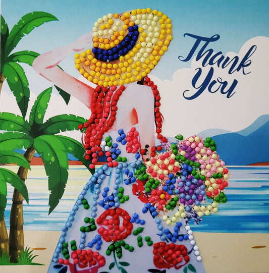 Thank You Card Girl at the Beach