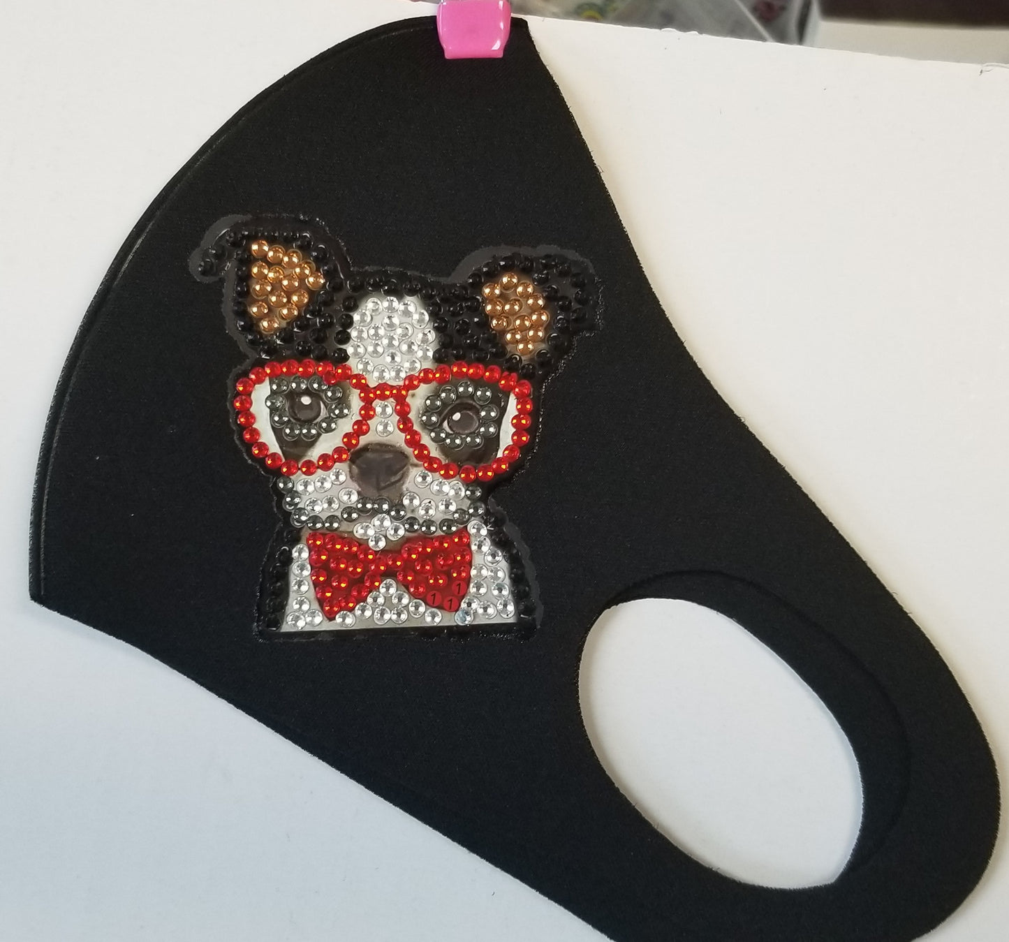 Black Dog With Red Glasses And Bowtie Mask