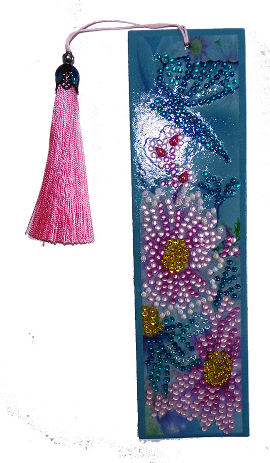 Pink Flower with Blue Butterfly Bookmark